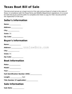 Attorney-Approved  Boat Bill of Sale Form for Texas