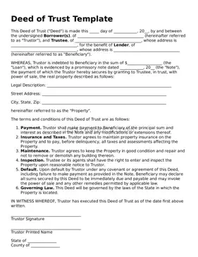 Free Deed of Trust Form