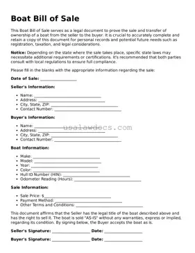 Free Boat Bill of Sale Form