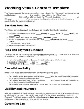 Free Wedding Venue Contract Form