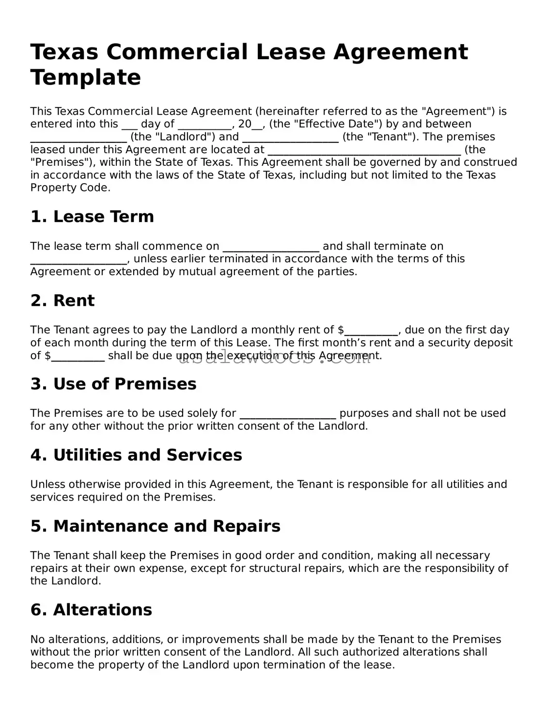 Attorney-Approved  Commercial Lease Agreement Form for Texas